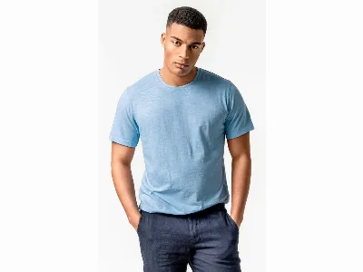 Living Crafts Living Crafts Herren-T-Shirt AARLO aus Baumwoll-Leinen-Mix, wave,