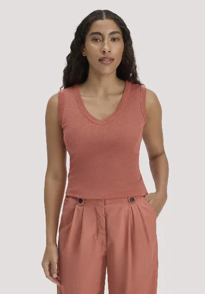 hessnatur hessnatur Damen Softrib Top Fitted aus Bio-Baumwolle und TENCEL™ Modal - orange