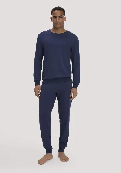 hessnatur hessnatur Herren Pyjama PURE COTTON aus Bio-Baumwolle - blau