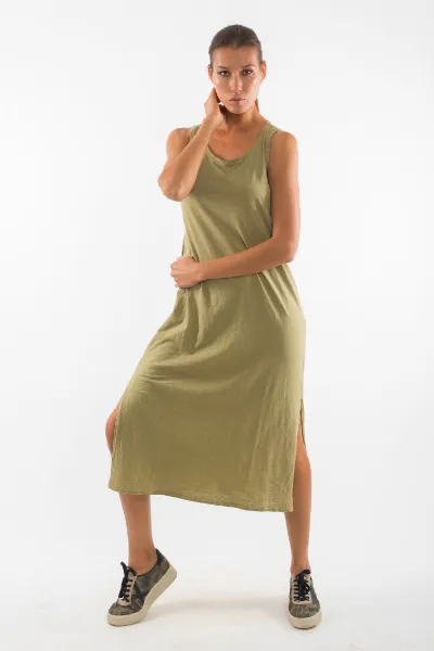 RAVENS VIEW IBIZA RAVENS VIEW IBIZA Damen vegan Kleid Ã„rmellos Uma Dunkel Aloe GrÃ¼n