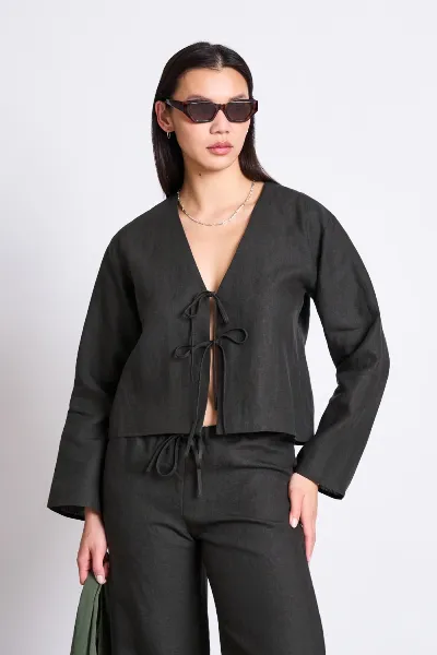 JAN N JUNE JAN 'N JUNE Damen vegan Bluse Skagen Dark Olive