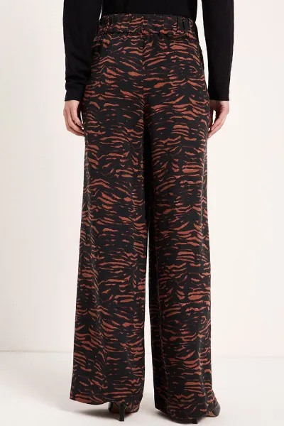 LANIUS Lanius Damen vegan Hose Mit Weitem Bein Animal-Print