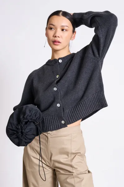 JAN N JUNE JAN 'N JUNE Damen vegan Strickjacke Relaxed Crewneck Sivia Anthrazit