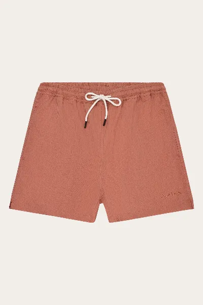 KnowledgeCotton Apparel KnowledgeCotton Apparel Herren vegan Badeshorts Mid Thigh Seersucker Burnt Brick