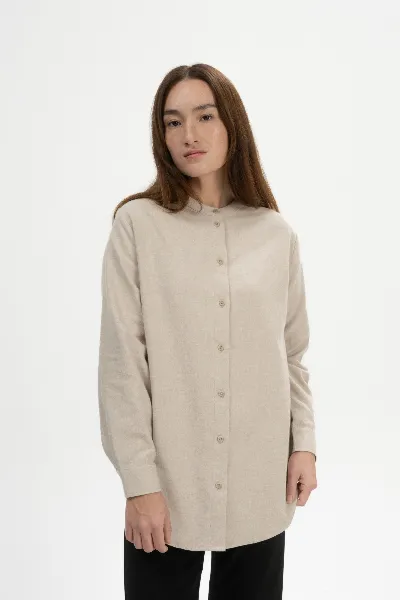 MELA MELA Damen vegan Hemd Flanell Aaban Birke Melange