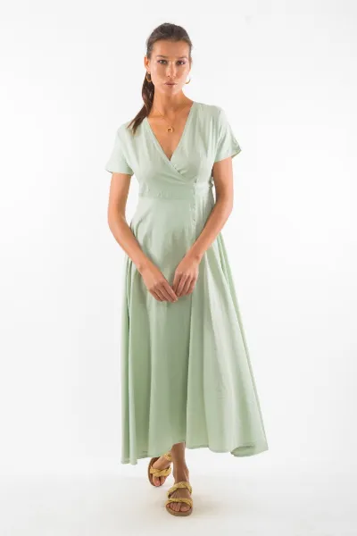 RAVENS VIEW IBIZA RAVENS VIEW IBIZA Damen vegan Kleid Calypso Light Aloe Grün