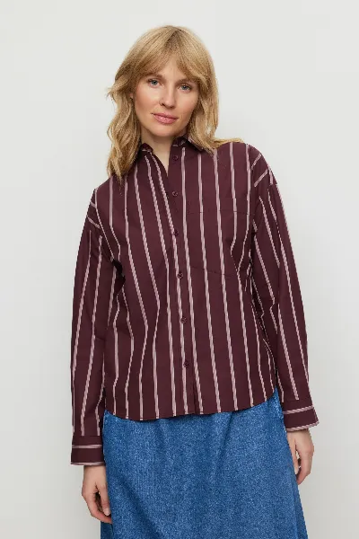 recolution Bluse Forsythia Stripes Weinrot