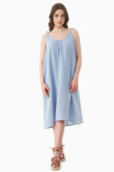ORGANICATION ORGANICATION Damen vegan Kleid Musselin Eisblau