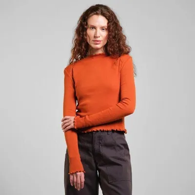 Dedicated DEDICATED Langarmshirt Ryd Rib - Cinnamon Orange