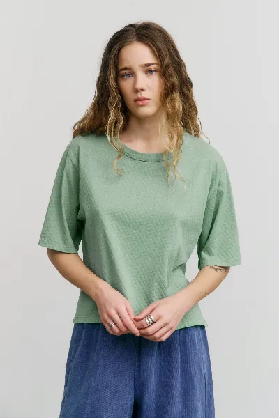Rotholz Rotholz Damen vegan T-Shirt Textured Seafoam Green