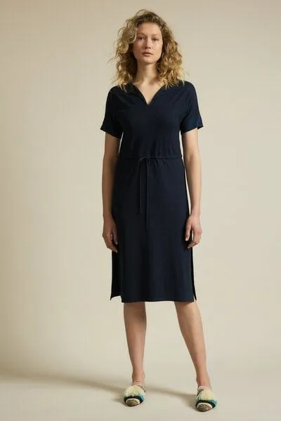 LANIUS LANIUS Kleid mit V-Ausschnitt aus Hanf mit Bio-Baumwolle