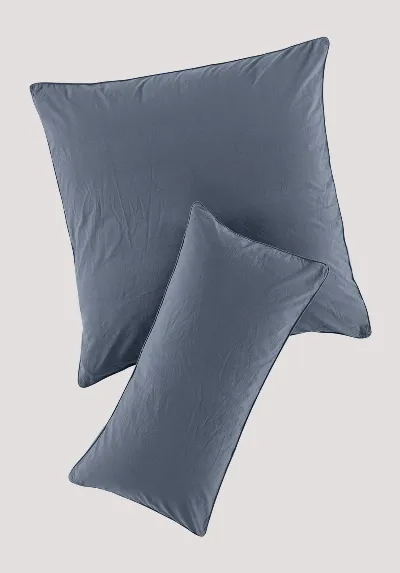 hessnatur hessnatur Perkal Kissenbezug aus Bio-Baumwolle - blau - Größe 40x80 cm