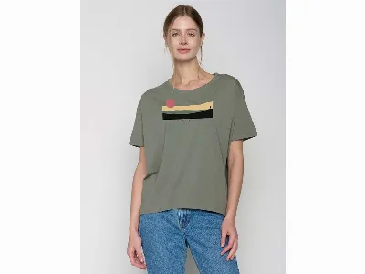 GreenBomb GREENBOMB Bio-Damen-T-Shirt 'Pathway' weit geschnitten, olive,