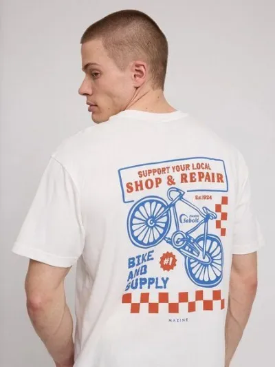 Mazine Mazine T-Shirt aus Bio-Baumwolle - Bike Shop Backprint