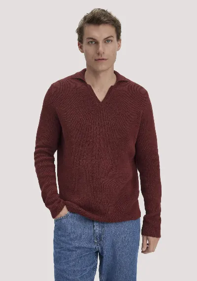 hessnatur hessnatur Herren Milano Strick Polo Regular aus Leinen mit Bio-Baumwolle und LENZING™ ECOVERO™ Viskose - braun