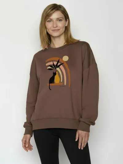 GreenBomb GREENBOMB Cat Vase Core - Lässiges Sweatshirt aus Bio-Baumwolle / hochwertiger Print / GOTS / Fair & Vegan