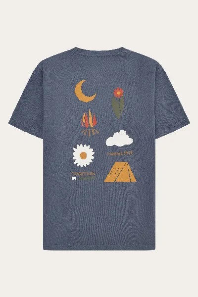 KnowledgeCotton Apparel KnowledgeCotton Apparel Herren vegan T-Shirt Herren Rückenaufdruck Vintage Indigo