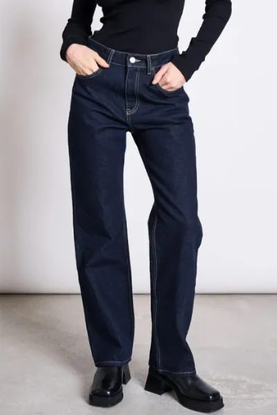 JAN N JUNE JAN 'N JUNE Damen vegan Jeans Hohe Taille Vilca Dunkelblau