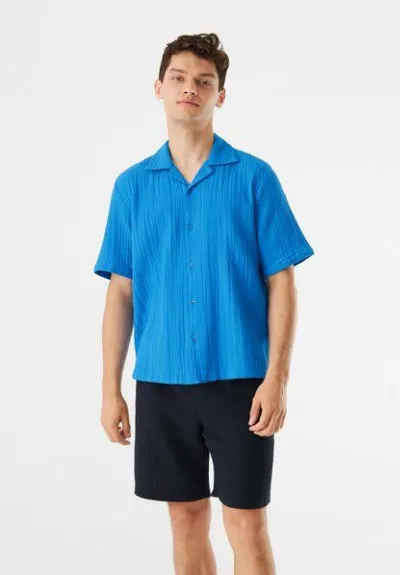 Givn Berlin Givn Berlin Kurzarmhemd GBLUCA aus Bio-Baumwolle - French Blue (Musselin)