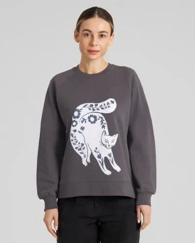 Dedicated DEDICATED Sweatshirt Ystad aus Bio-Baumwolle - Flower Cat