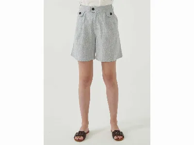 ORGANICATION ORGANICATION Bio-Damen-Hose kurz mit Bundfalte gestreift shadow/offwhite,