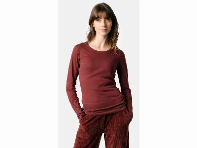 Living Crafts Living Crafts Bio-Damen-Langarmshirt 'SUSANNA' mit Rundhalsausschnitt, maroon,