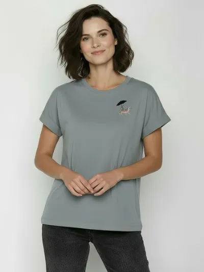 GreenBomb GREENBOMB Cat Walk Loony - Sportliches T-Shirt aus Bio-Baumwolle mit Rollup Sleeve / hochwertiger Print / GOTS / Fair & Vegan