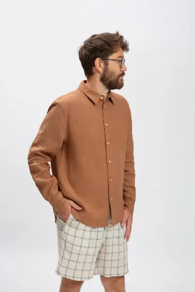 MATONA MATONA Herren vegan Hemd Casual Kaffee