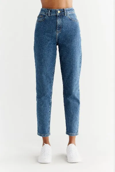 Evermind Evermind Damen vegan Jeans Mom Fit Lapis Blau