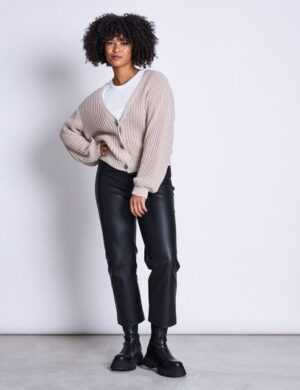 JAN N JUNE V-Ausschnitt Strickjacke LENA aus Baumwolle GOTS