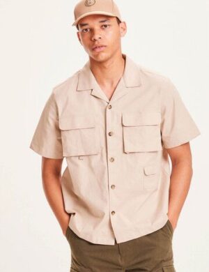 KnowledgeCotton Apparel Hemd – Wave Canvas aus Bio-Baumwolle