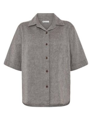 KnowledgeCotton Apparel Lockere kurzarm Hemdbluse mit Struktur aus Bio-Baumwolle