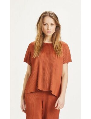 KnowledgeCotton Apparel Plisseeshirt ROSA aus recyceltem Material