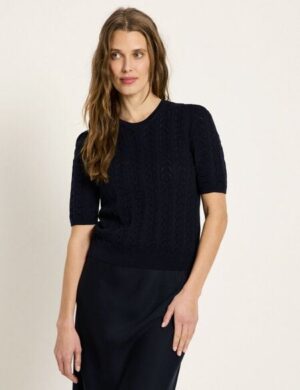 LANIUS Kurzarmbluse aus LENZING ECOVERO mit Leinen und TENCEL