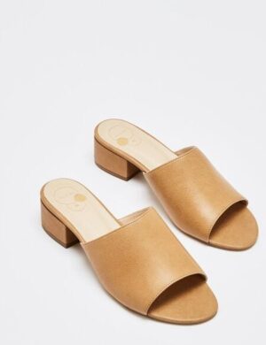 NINE TO FIVE #maia – minimalistische Mule Sandale aus leichter Microfaser mit Blockabsatz