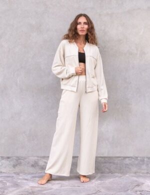 Jaya DAPHNE WAFFLE – Jeans-Loungewear! Weite Hose im Marlene Stil