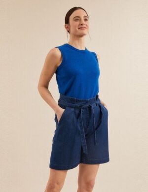 LANIUS Paperbagshorts Denim Baumwolle und Hanf