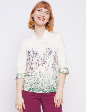 Peaces.bio – handbedruckte Biomode Bluse Mystic Iris