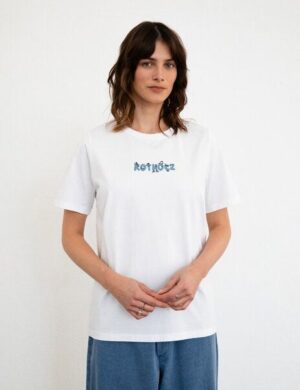 Rotholz Logo Print T-shirt Bio Baumwolle – Weiß