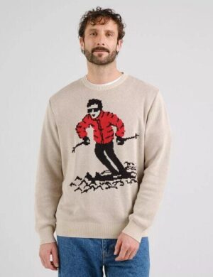 DEDICATED Herren Pullover Mora Fallen Skier Pullover – Oat White