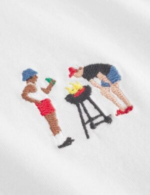 DEDICATED Klassisches T-Shirt mit BBQ Grill Stickerei