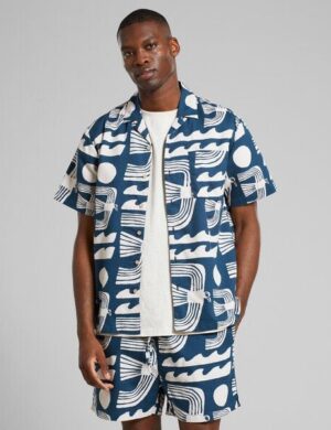 DEDICATED Kurzarm Hemd Marstrand - Seagulls