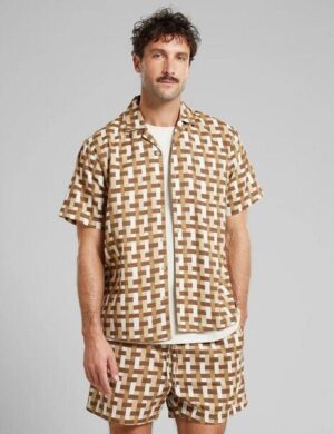 DEDICATED Kurzarm Hemd Marstrand - Square Weave