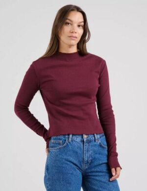 DEDICATED Langarmshirt Ryd Rib – Fig Red