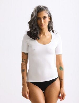 erlich textil Light Touch tiefausgeschnittenes T-Shirt aus weichem Modal, made in Europe