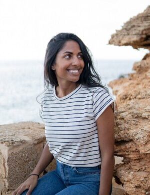 FUXBAU Frauen Streifenshirt – navy weiss