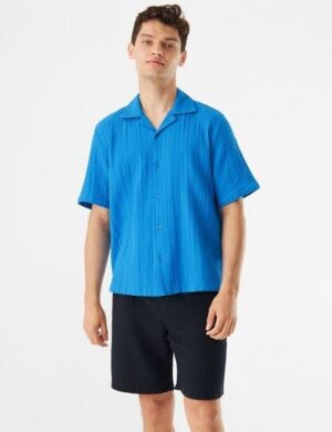 Givn Berlin Kurzarmhemd GBLUCA aus Bio-Baumwolle - French Blue (Musselin)