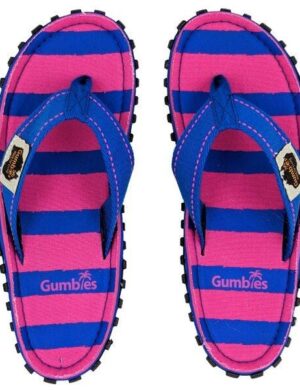GUMBIES Pink & Blue Stripe – Nachhaltige Zehensandalen für Damen