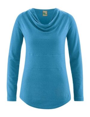 HempAge Damen Langarmshirt mit Wasserfallkragen Hanf/Biobaumwolle