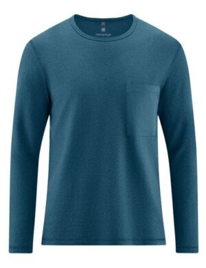 HempAge Herren Langarmshirt mit Brusttasche Hanf/Biobaumwolle Normal Fit